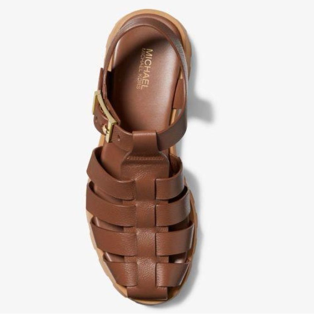 MICHAEL Michael Kors Easton Leather Sandal in Brown Size 9.5M